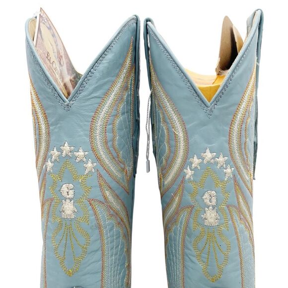 NWT El General Caiman Cowboy Boots Light Blue Leather US Size 9 MX 26 Rodeo Boho - Picture 10 of 16